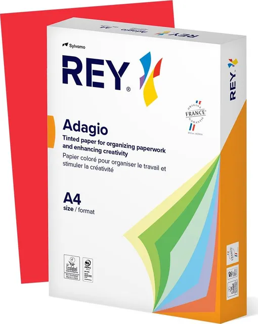 Hartie color REY Adagio, A4, 80g, 500 coli/top, rosu, Red 22
