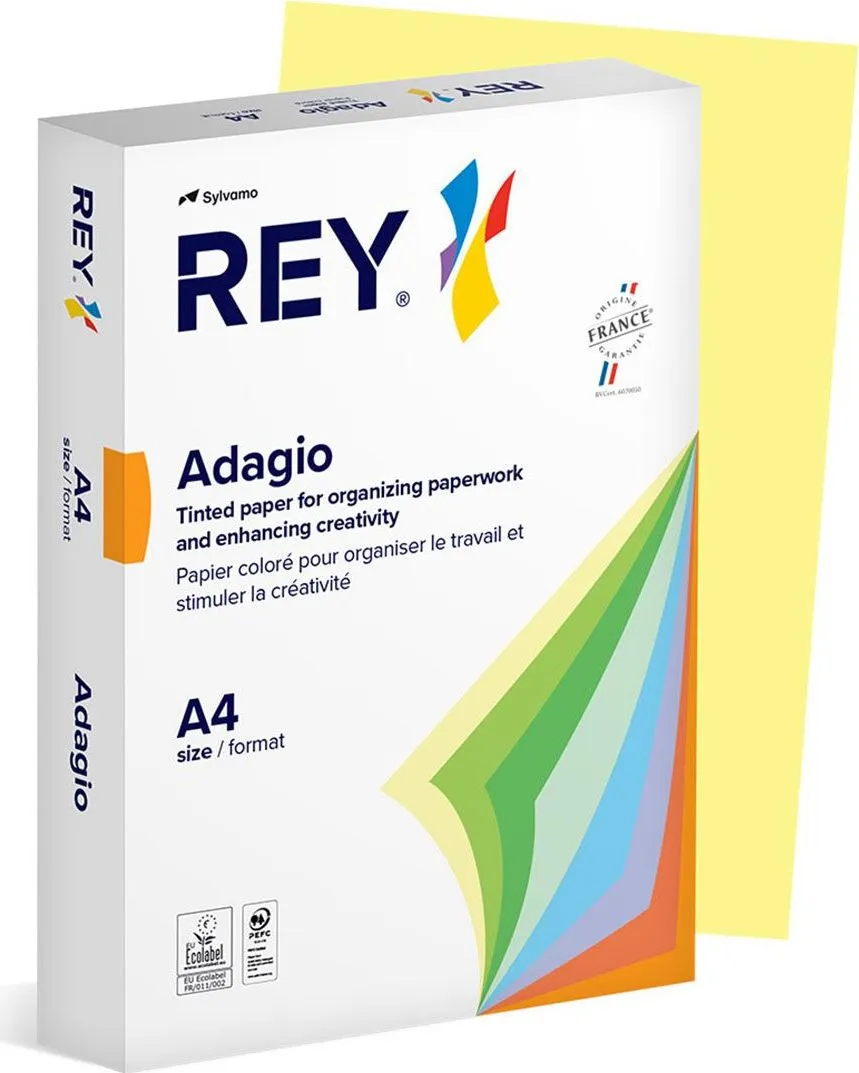 Carton color REY Adagio, A4, 160g, 250 coli/top, galben pastel, Canary 49