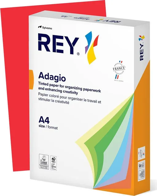 Carton color REY Adagio A4, 160g, 250 coli/top, rosu/red 22