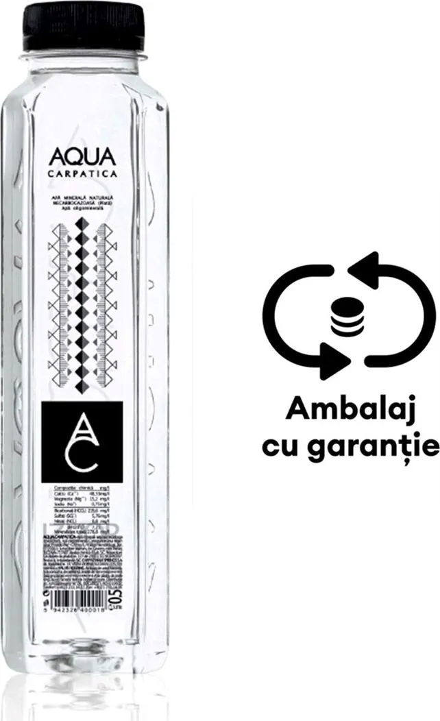 Apa minerala plata Aqua Carpatica, 0.5 l, 12 sticle/bax, eticheta SGR