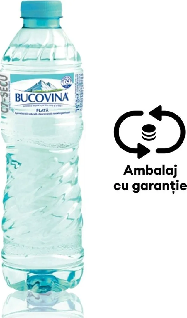 Apa minerala plata Bucovina, 0.5 l, 12 sticle/bax, eticheta SGR