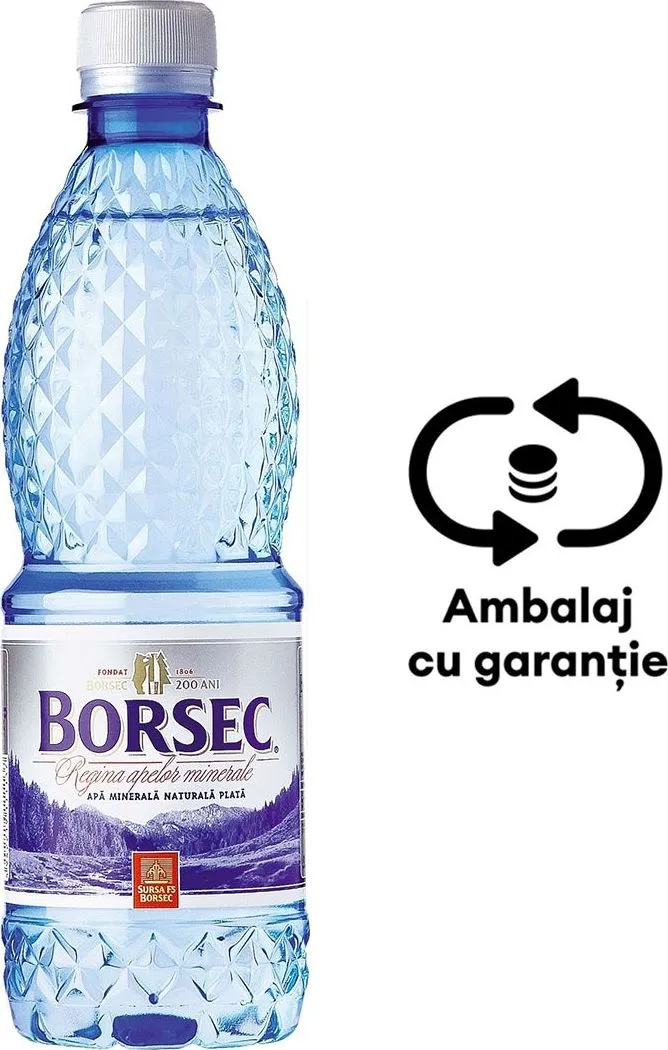 Apa minerala plata Borsec, 0.5 l, 12 sticle/bax, eticheta SGR