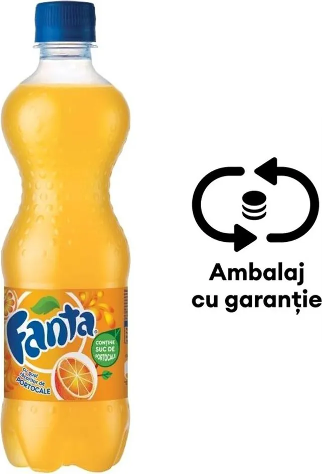 Bautura racoritoare carbogazoasa Fanta portocale, 0.5 l, 12 bucati/bax, eticheta SGR