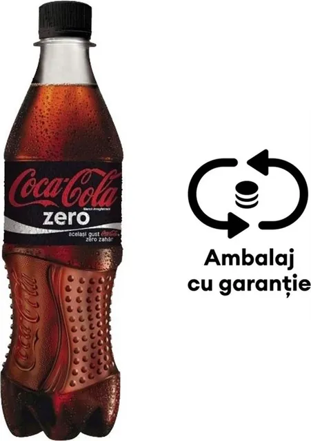Bautura racoritoare carbogazoasa Coca-Cola Zero, 0.5 l, 12 bucati/bax, eticheta SGR