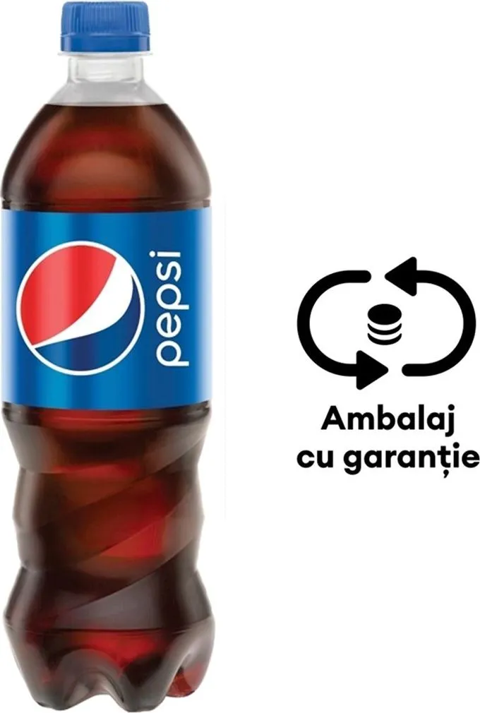 Bautura racoritoare carbogazoasa Pepsi, 0.5 l, 12 sticle/bax, eticheta SGR