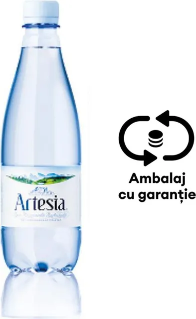Apa minerala plata Artesia, 0.5, 12 bucati/bax, eticheta SGR