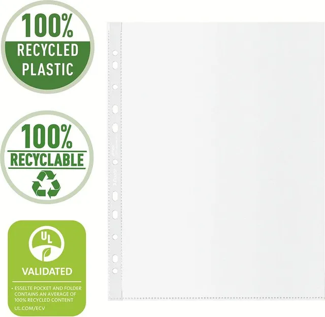 Folie de protectie Esselte Recycled, PP? reciclat, A4 MAXI, 70 mic, 50 bucati/cutie, standard