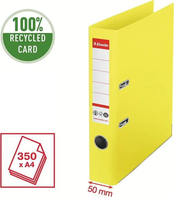 Biblioraft Esselte No.1 Power Recycled, carton, 100% reciclat, reciclabil, certificare FSC, A4, 50 mm