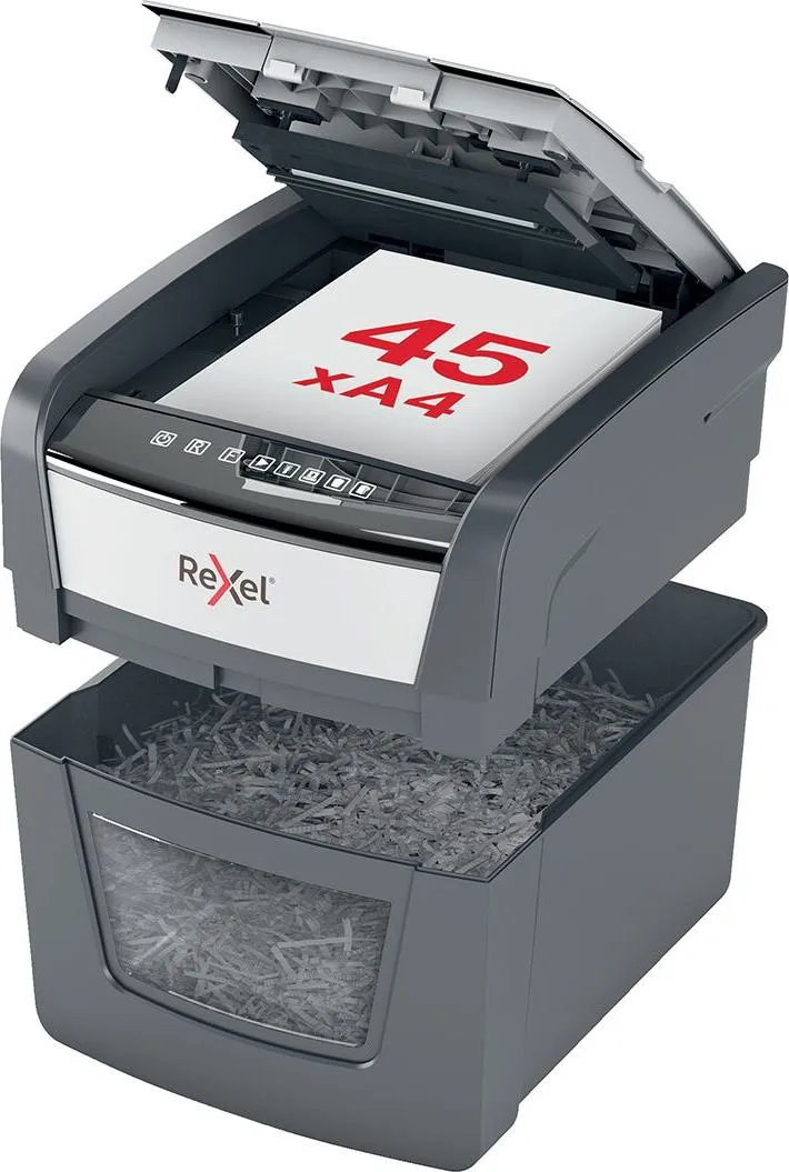 Distrugator documente automat, Rexel Optimum 45X, P4, cross-cut, 45 coli