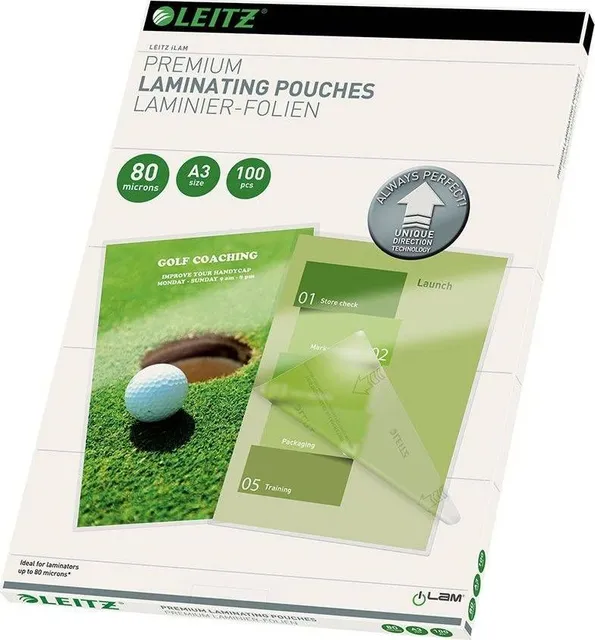 Folie Leitz UDT pentru laminare la cald, A3, 80 microni