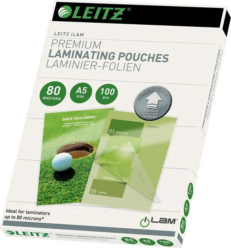 Folie Leitz UDT pentru laminare la cald, A5, 80 microni