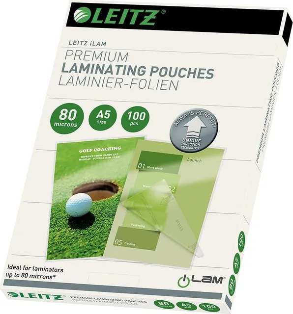 Folie Leitz UDT pentru laminare la cald, A5, 80 microni