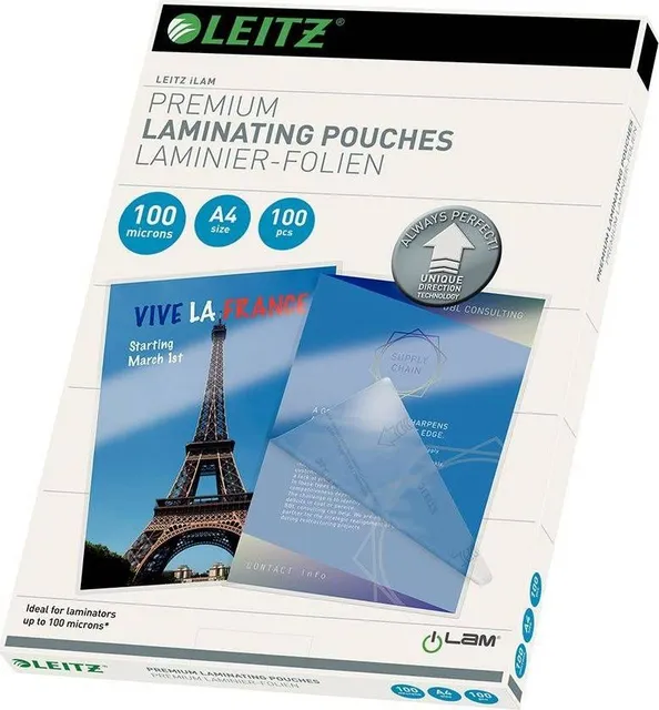 Folie Leitz UDT pentru laminare la cald, A4, 100 microni
