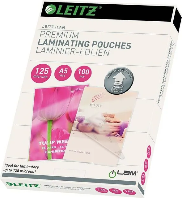 Folie Leitz UDT pentru laminare la cald, A5, 125 microni