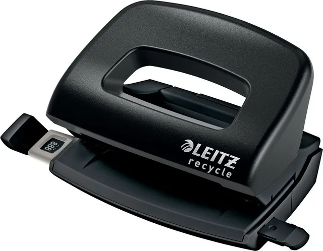 Perforator plastic Leitz Recycle MINI NeXXt Series, 10 coli, partial reciclat, negru