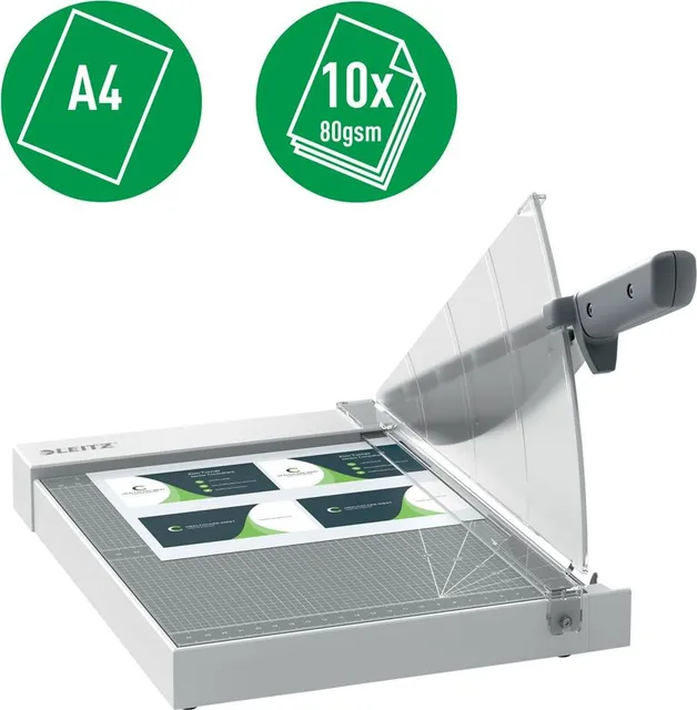 Ghilotina Leitz Home Office Precision, A4, 10 coli, indicator laser inclus, gri