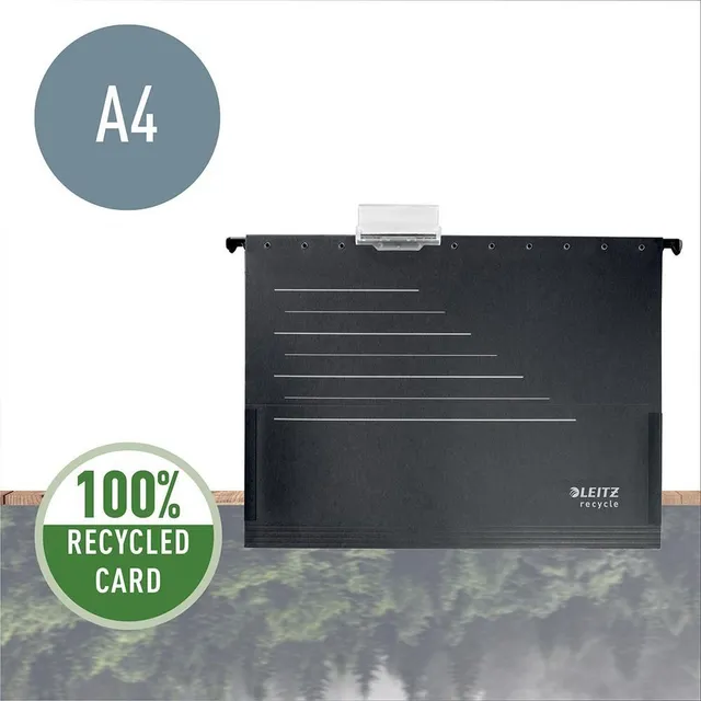 Dosar suspendabil Leitz Alpha Recycle, carton, 100% reciclat, certificare Blue Angel, reciclabil, A4