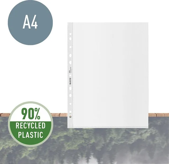 Folie de protectie Leitz Recycle, PP, 90% reciclat, reciclabil, A4 Maxi, 100 mic, 25 buc/ set, standard