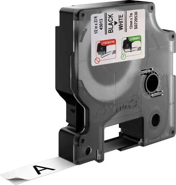 Banda Dymo D1, negru/alb, 12 mm x 7 m