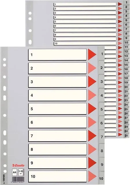 Index Esselte, A-Z, A4, 225x297 mm, plastic