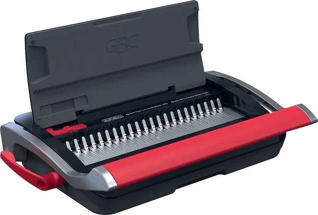 Masina de indosariat GBC CombBind CB15, manuala, cu spire din plastic, A4, 15/165 coli, negru-argintiu