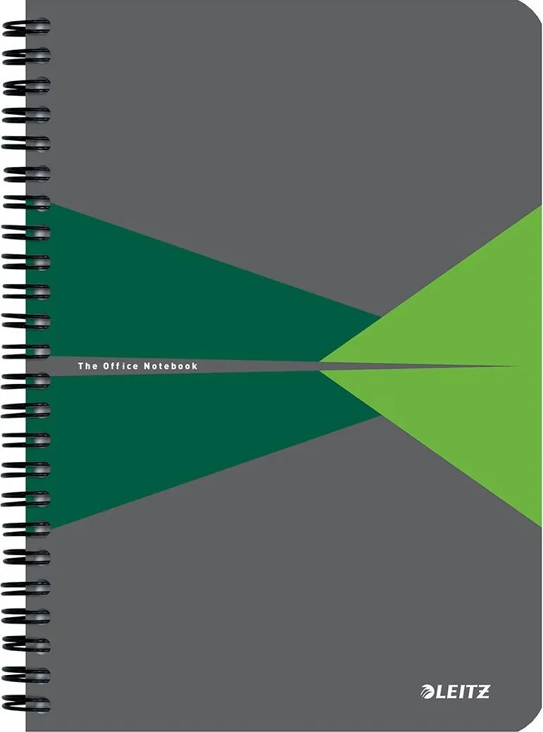 Caiet cu spira A5 Leitz Office, carton laminat FSC, 90f, matematica, verde