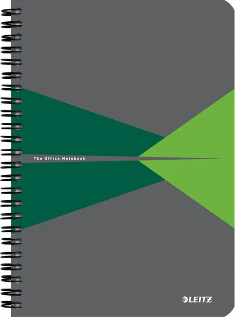 Caiet cu spira A5 Leitz Office, carton laminat FSC, 90f, matematica, verde