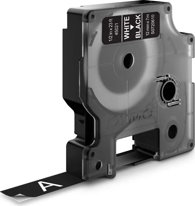 Banda Dymo, D1, 12mm x 7m, alb/negru