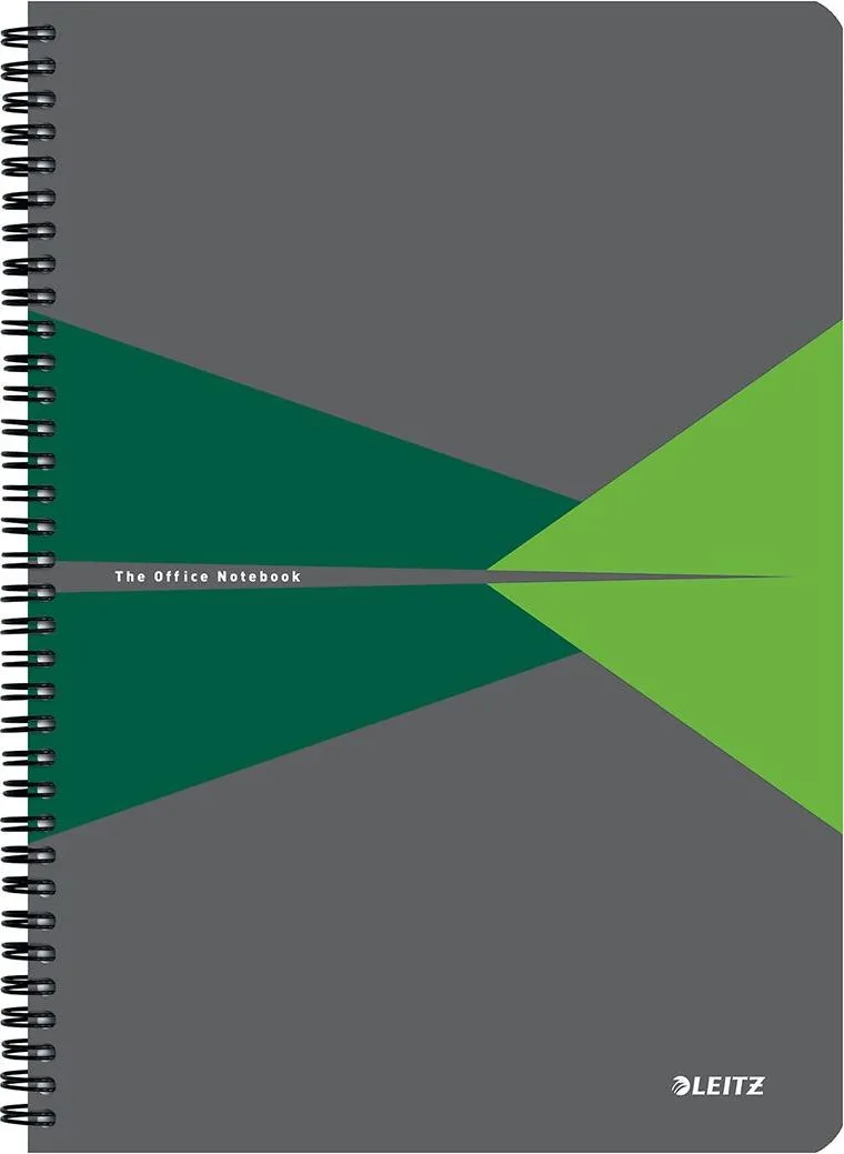 Caiet cu spira A4 Leitz Office, carton laminat FSC, 90f, matematica, verde