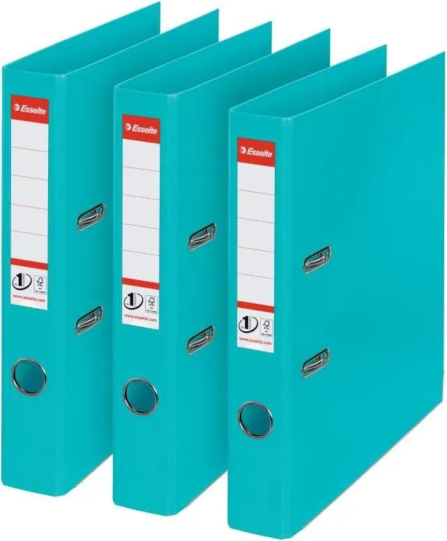 Biblioraft Esselte No.1 Power, PP/PP, partial reciclat, certificare FSC, A4, 50 mm, turquoise, 3 bucati/set