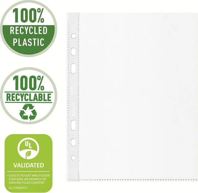 Folie de protectie Esselte Recycled, PP reciclat, A5, 70 mic, 100 bucati/cutie, standard