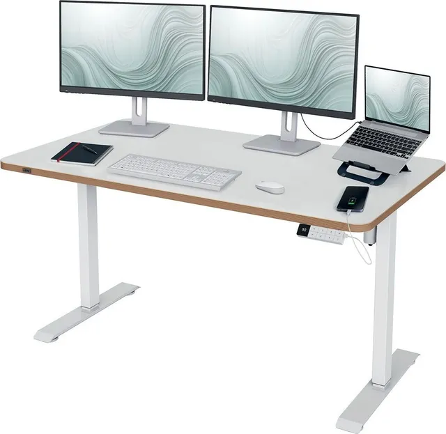 Birou ergonomic Leitz Ergo, electric, 140x80 cm, ajustabil pe inaltime 72-118 cm, certificare FSC
