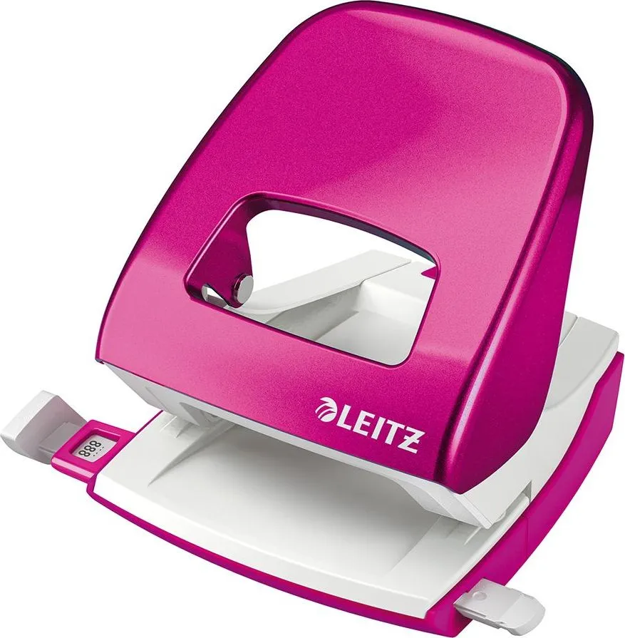 Perforator Leitz WOW 5008, 30 coli, metalic, roz