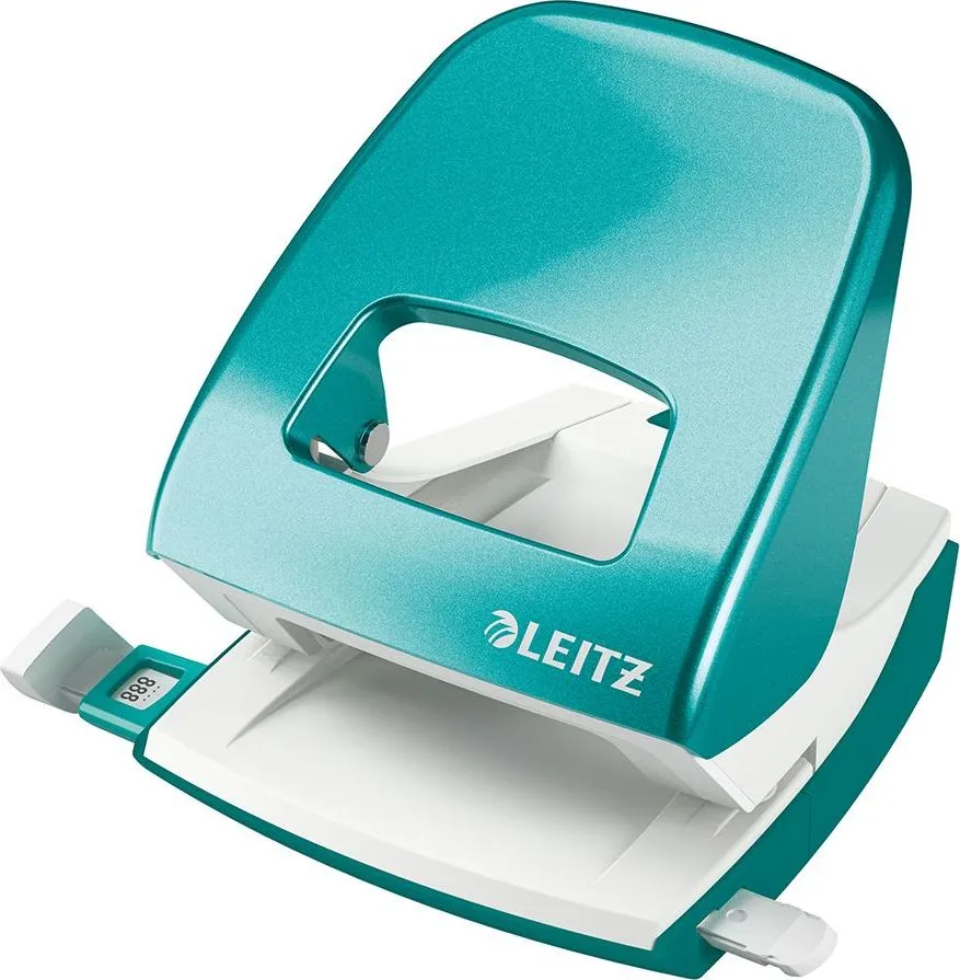 Perforator Leitz WOW 5008, 30 coli, metalic, turcoaz