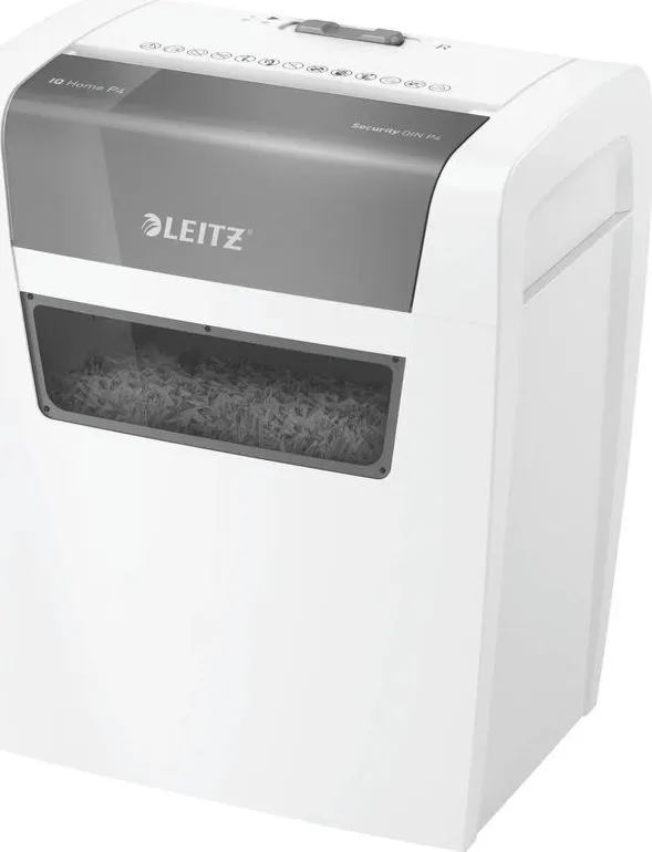 Distrugator documente Leitz IQ Home, P4, 6 coli, cos 15L, alb