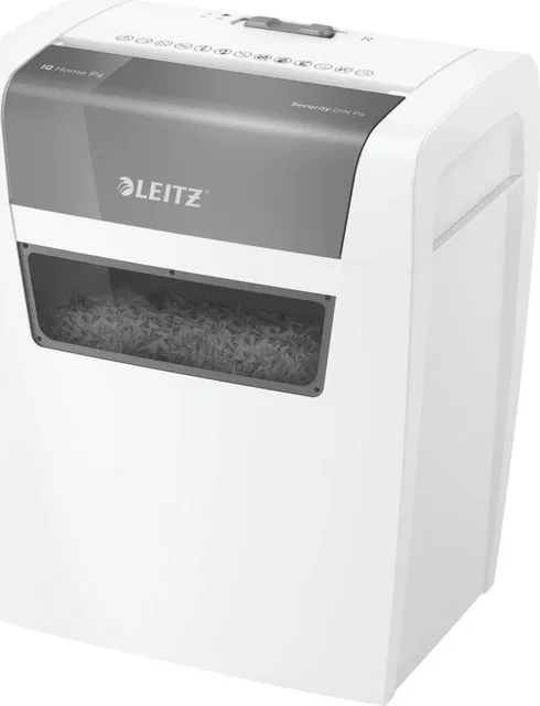 Distrugator documente Leitz IQ Home, P4, 6 coli, cos 15L, alb