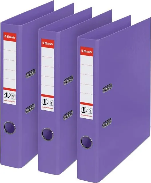 Biblioraft Esselte No.1 Power, PP/PP, partial reciclat, certificare FSC, A4, 50 mm, mov, 3 bucati/set