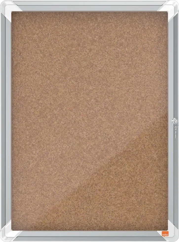 Avizier NOBO Premium Plus, interior, pluta, 4x A4, cu usa si cheie, natur