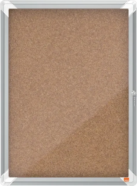 Avizier NOBO Premium Plus, interior, pluta, 4x A4, cu usa si cheie, natur