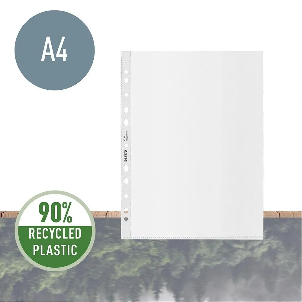 Folie de protectie Leitz Recycle, PP, 90% reciclat, reciclabil, A4, 100 mic, 100 buc/cutie, standard