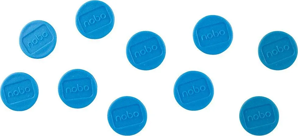 Magneti pentru table NOBO, diametru 24 mm, sustin 4 coli, 10 bucati/set, albastru