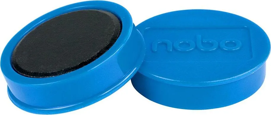 Magneti pentru table NOBO, diametru 38 mm, sustin 20 coli, 10 bucati/set, albastru