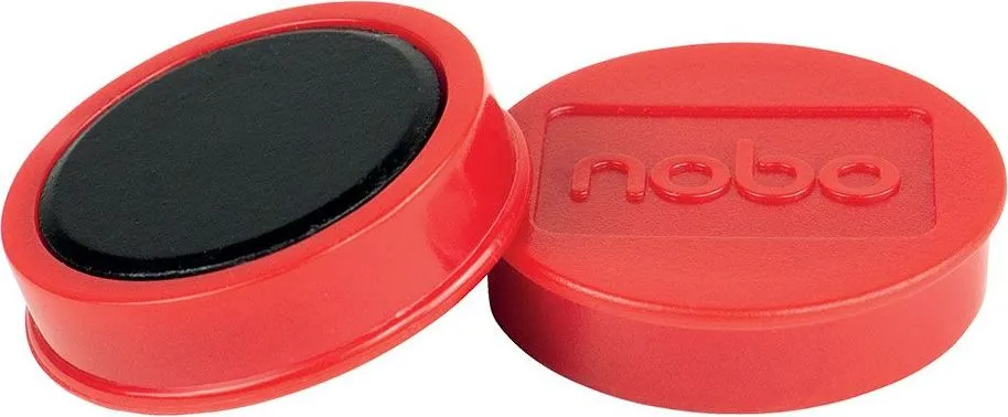 Magneti pentru table NOBO, diametru 38 mm, sustin 20 coli, 10 bucati/set, rosu