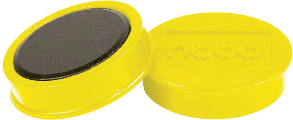 Magneti pentru table NOBO, diametru 38 mm, sustin 20 coli, 10 bucati/set, galben