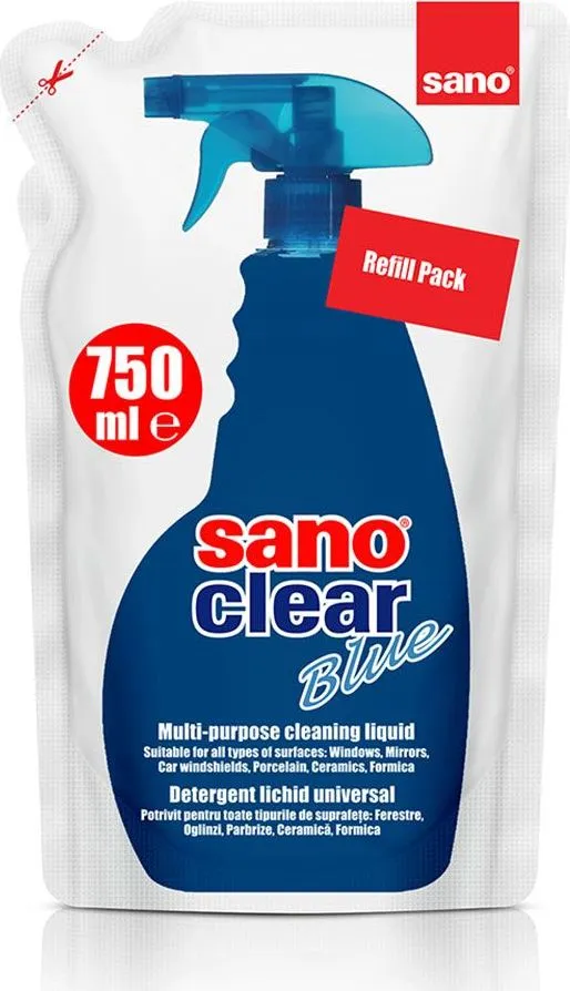 Rezerva detergent Sano pentru geamuri, 750 ml