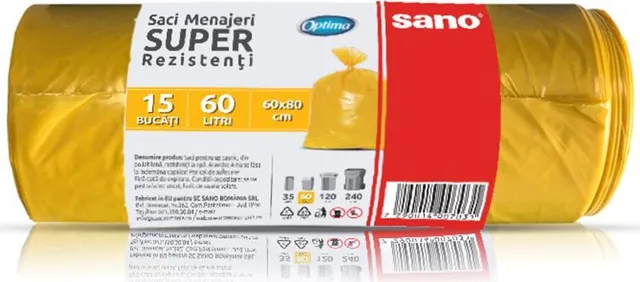 Saci menajeri LDPE, 60L, 60x80 cm, 25 microni