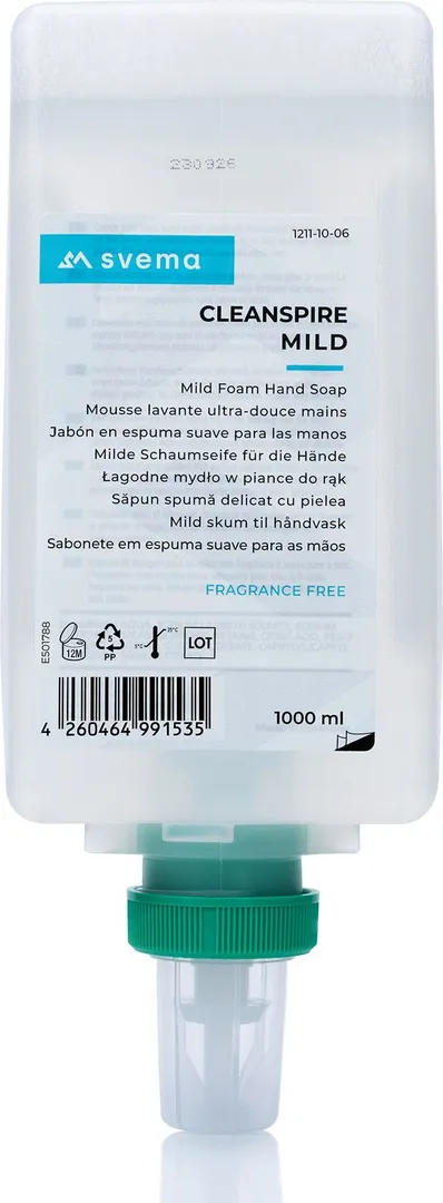 Sapun spuma pentru maini Svema Cleanspire MILD, fara parfum, fara culoare, 1000 ml