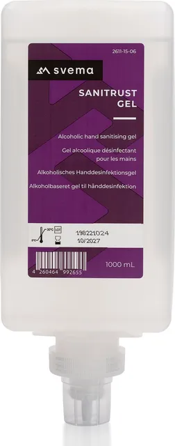 Gel dezinfectant pentru maini Svema Sanitrust GEL, fara parfum, fara culoare, 1000 ml