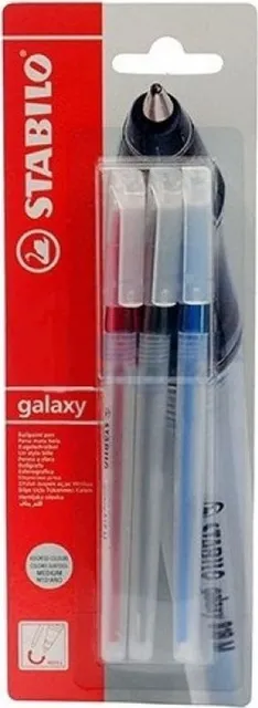 Pix fara mecanism Stabilo Galaxy 818, M, 0.45 mm, 3 culori/blister, albastru, negru, rosu