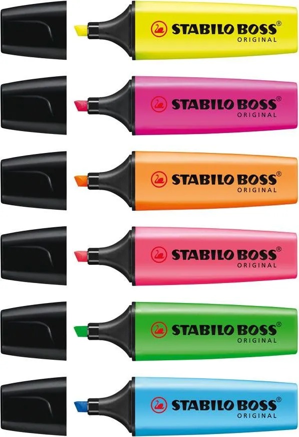 Textmarker, Stabilo, Boss Original, 6 culori, varf 2-5 mm